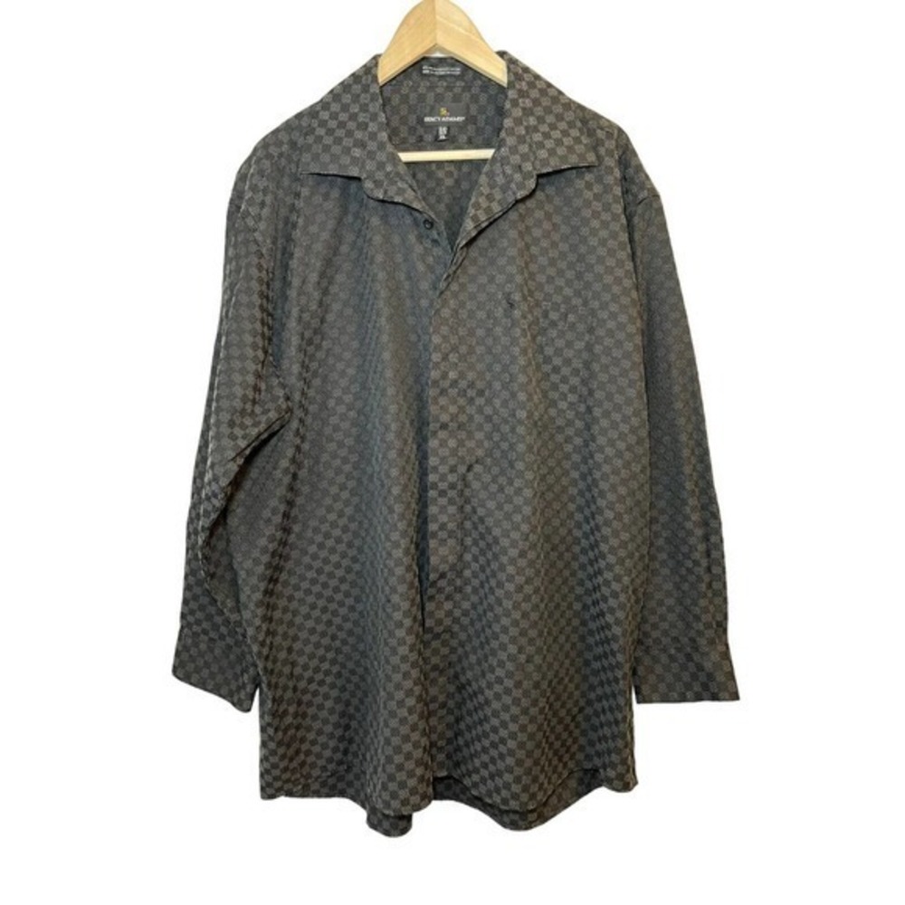 STACY ADAMS Casual Button Down Black Long‎ Sleeve Striped Men's Shirt Size 2XL